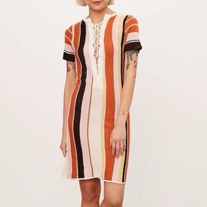 Urban Outfitters Ecote ZigZag Stripe Lace-Up  Sweater Mini Dress Small Like New